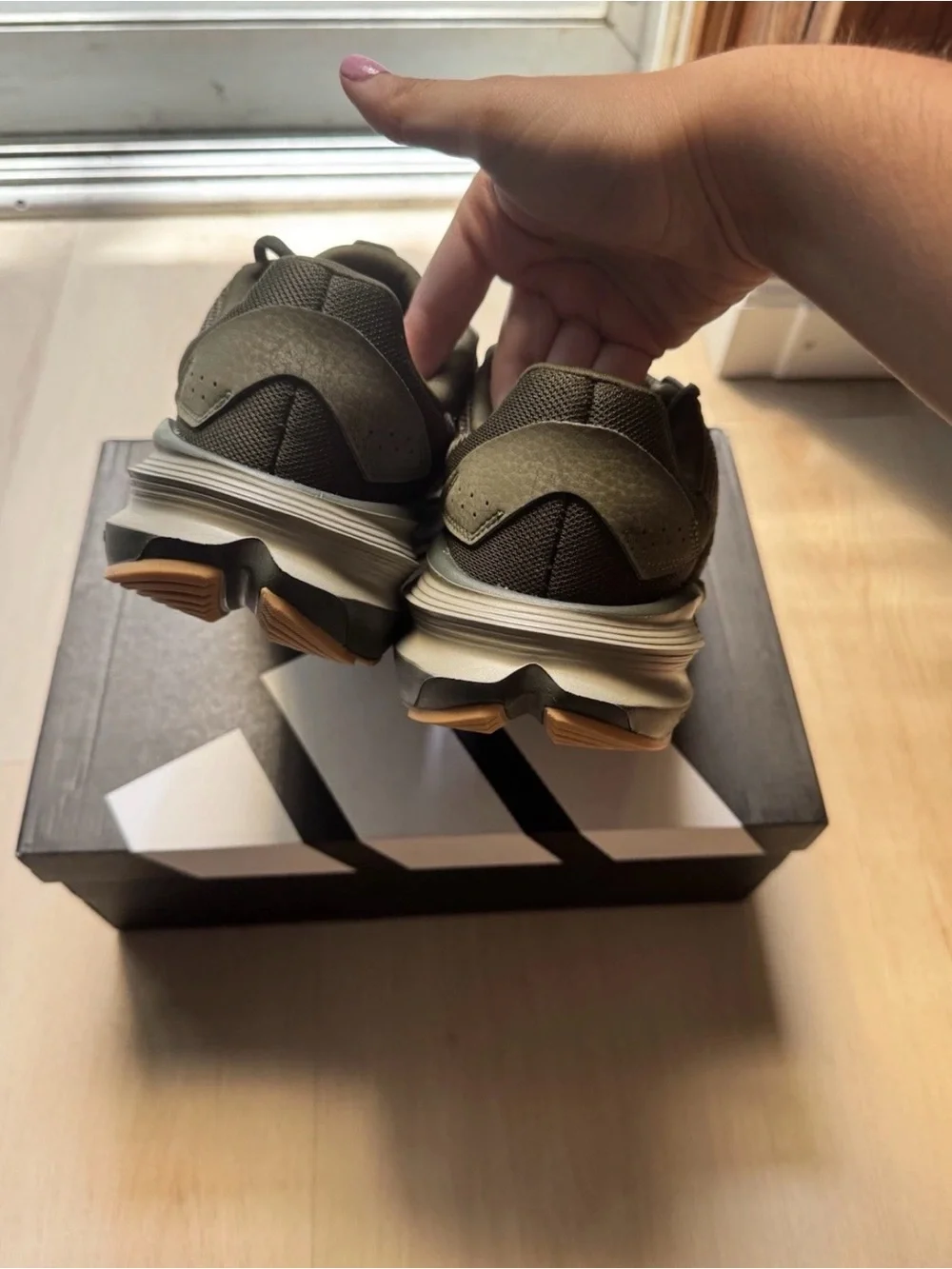 adidas Men’s Olive Gray Mesh Sneakers
